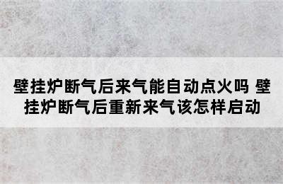 壁挂炉断气后来气能自动点火吗 壁挂炉断气后重新来气该怎样启动